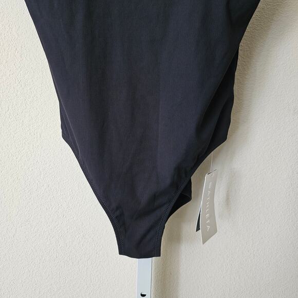 ATHLETA NWT Black Cloudbreak AquaRib Scoop Neck One-Piece Swimsuit Sz M - Picture 6 of 16